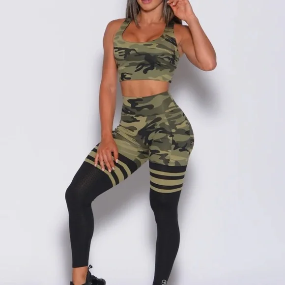 Bombshell Sportswear Scrunch Thigh Highs & Tank Bra Green Camo - XS / XXS [EUC] - Picture 5 of 6